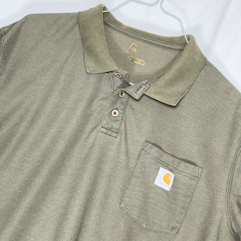 Carhartt Mens Khaki‎ Short Sleeve Pocket Polo Shirt XL Regular K579 MDB